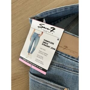 Seven7 Women's Tummyless Ankle Straight Jeans High Rise Distressed Stretch Sz 6
